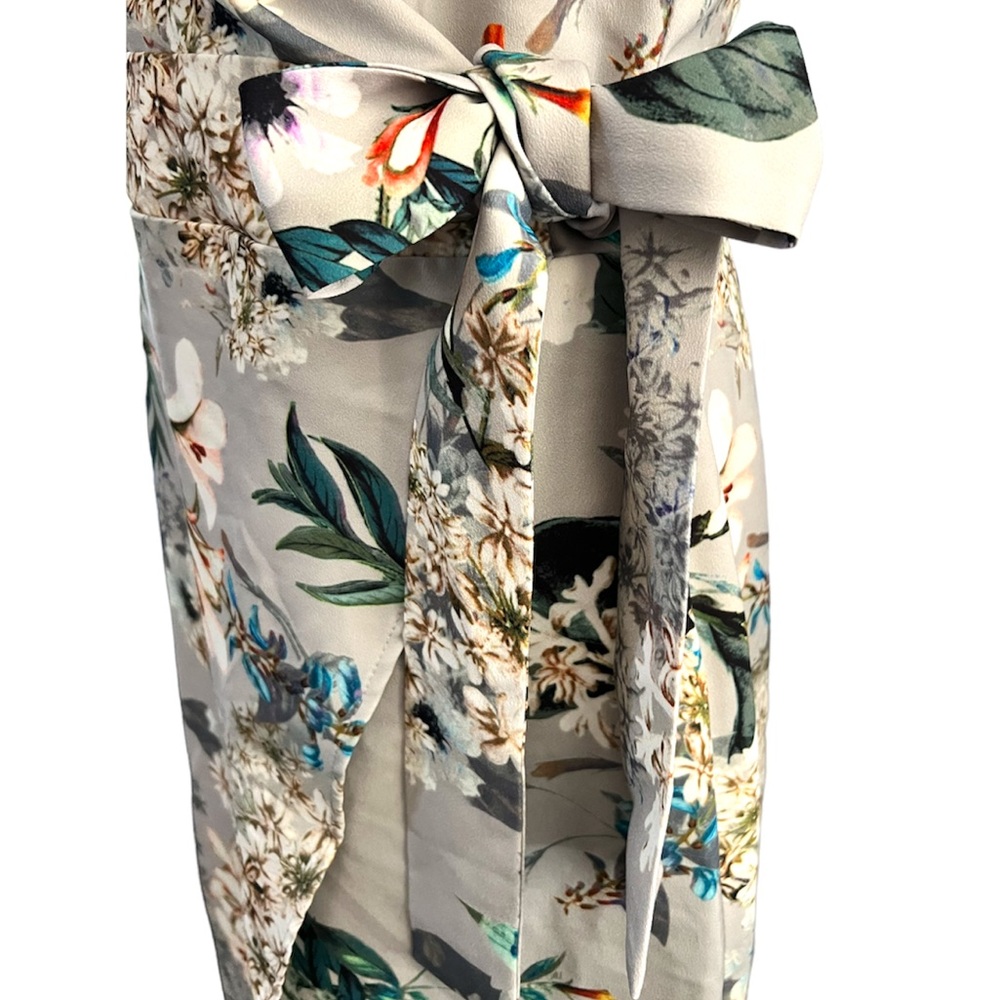 A.B.S. COLLECTION | BLUE FLORAL FUAX WRAP DRESS - Picture 5 of 12